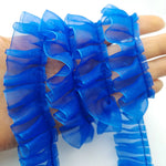 ruban plissé polyester nylon largeur 25mm dentelle organza écologique élastique soluble eau bleu rose