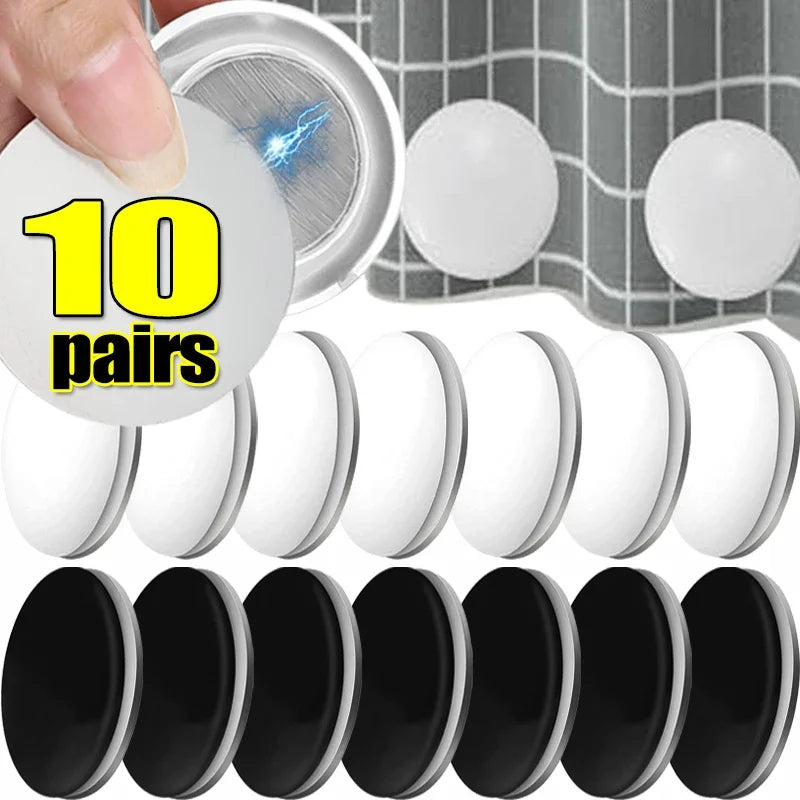 poids magnétiques rideau douche blanc noir ronds lisses adhésifs modernes 10 paires