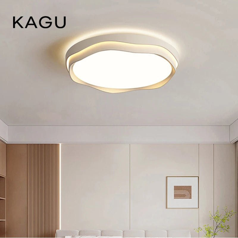 plafonnier led moderne blanc beige rond ondulé mat intérieur minimaliste intensité variable toucher