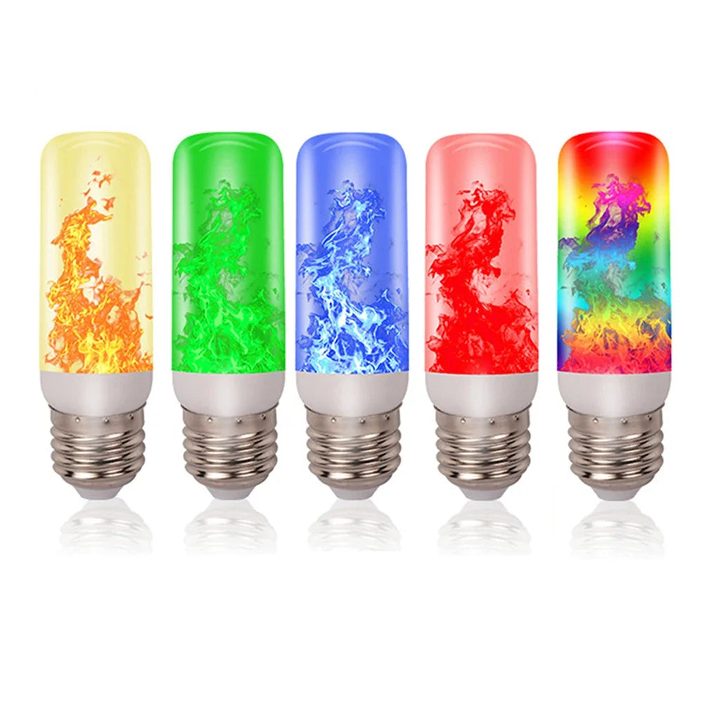 ampoules led effet flamme multicolore jaune verte bleue rouge moderne