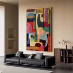 tableau abstrait impression toile couleurs vives forme rectangulaire sans cadre moderne deco mur chambre