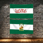 drapeau andalouse espagnol vert blanc symboles dorés arabe décoration intérieure extérieure festives 100x150cm 120x180cm