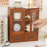 armoire deux portes vitrées tiroirs rangement bois classique horloge tasses miniature