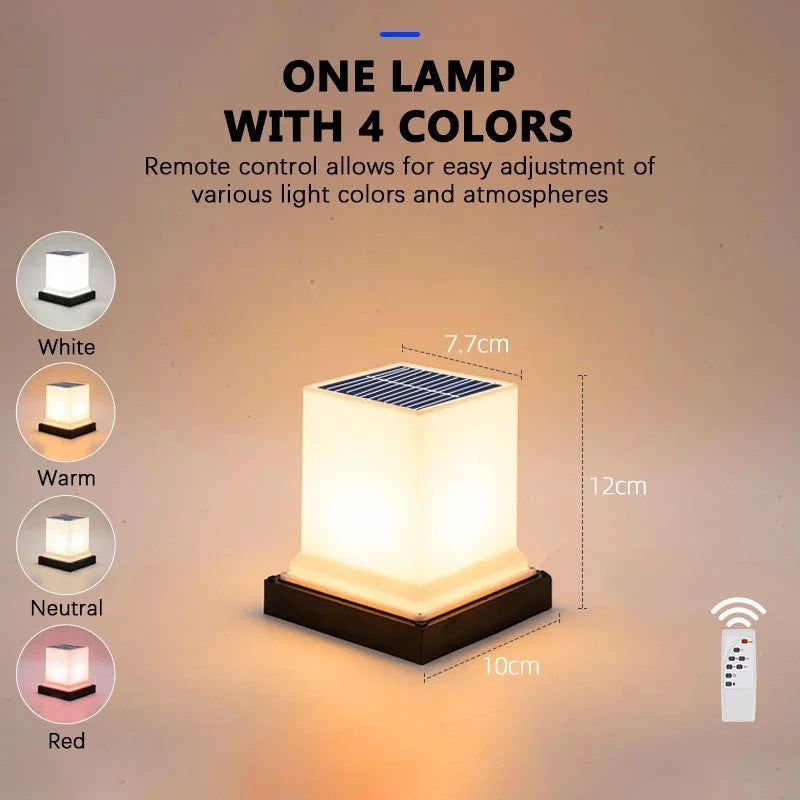 lampe solaire led moderne ip65 étanche télécommande noir blanc abs