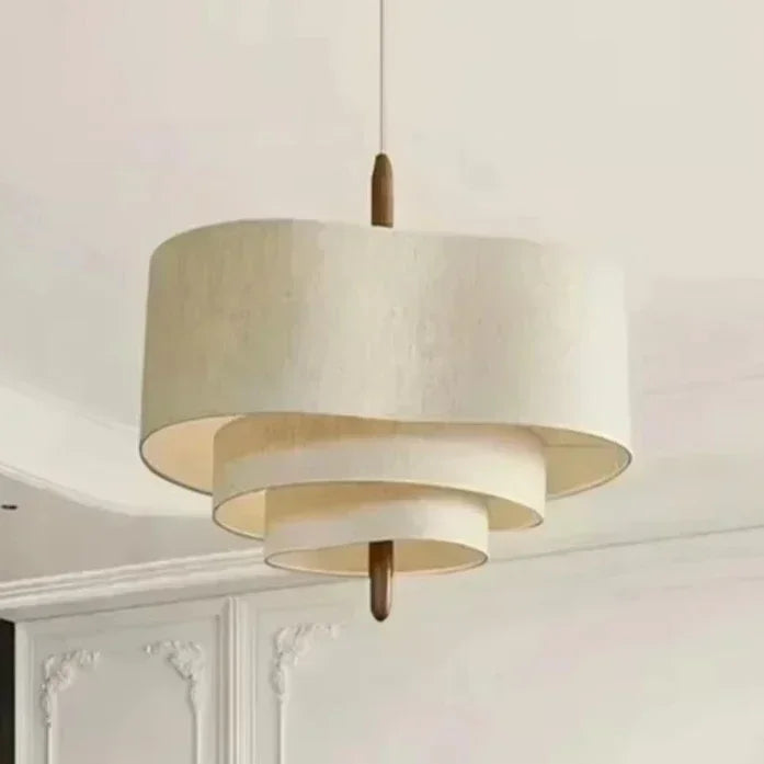lampe suspendue tissu fini moderne beige clair salon chambre restaurant lumière