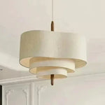 lampe suspendue tissu fini moderne beige clair salon chambre restaurant lumière