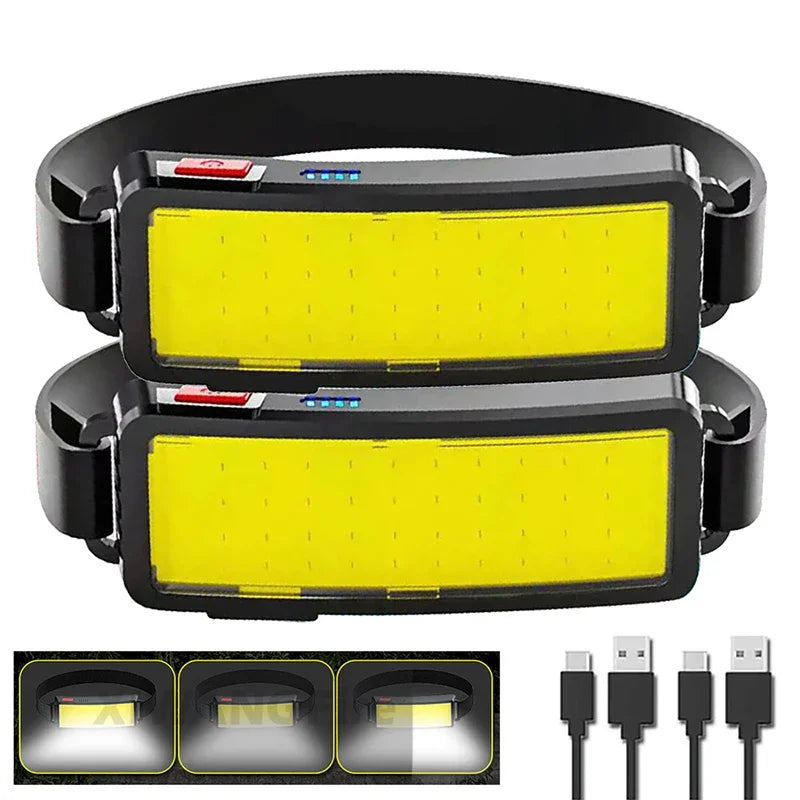 lampe torche frontale rechargeable led camping pêche extérieur noir moderne ceinture