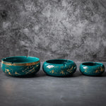 cendrier porcelaine marbré vert doré classique salon maison