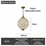 Suspension transparente dorée classique chaînes lumière blanche chaude neutre 4500K 3000K chambre salon