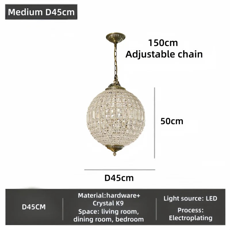 Suspension transparente dorée classique chaînes lumière blanche chaude neutre 4500K 3000K chambre salon