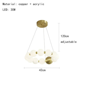 lustre suspension moderne blanc doré sphériques scandinave salon salle manger luxe