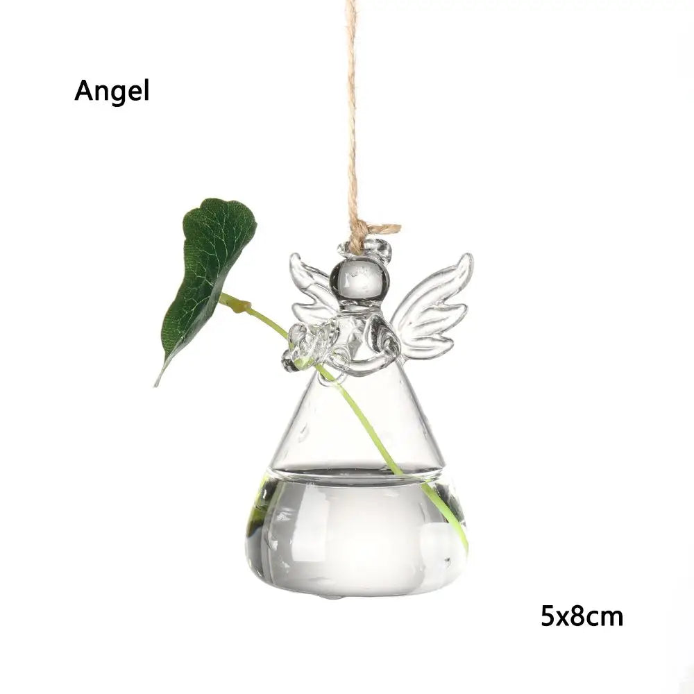 vases suspendus verre transparent motifs oiseaux coeurs plantes vertes minimaliste terrarium hydroponie