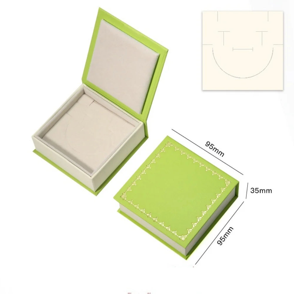 boîtes bijoux vert clair rose pâle boîtes rangement classique bordure dorée colliers boucles d'oreilles