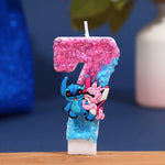 bougies numériques anniversaire glitter personnages animés rose bleu blanc decorative cartoon