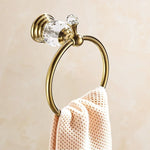 accessoires salle bain or cristaux porte serviettes savon gobelets élégants vis fixés