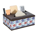 boîte mouchoirs multifonctionnelle moderne marron foncé blanc noir ethnique adhésif smartphone télécommande thé couteau