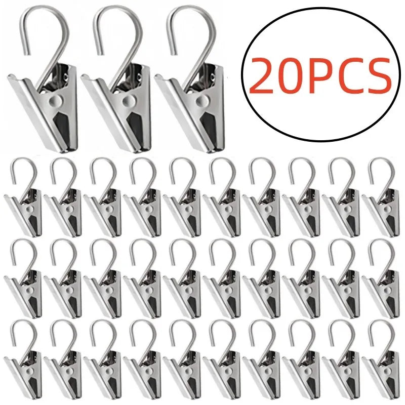 pinces tissu argentées modernes acier inoxydable 20pcs decoration intérieure