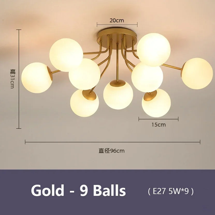 plafonnier moderne or noir boules translucides contemporain éclairage intérieur invisible led chambre salon
