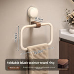 porte serviettes mural succion noir beige marron clair poignée bois moderne rustique salle bain