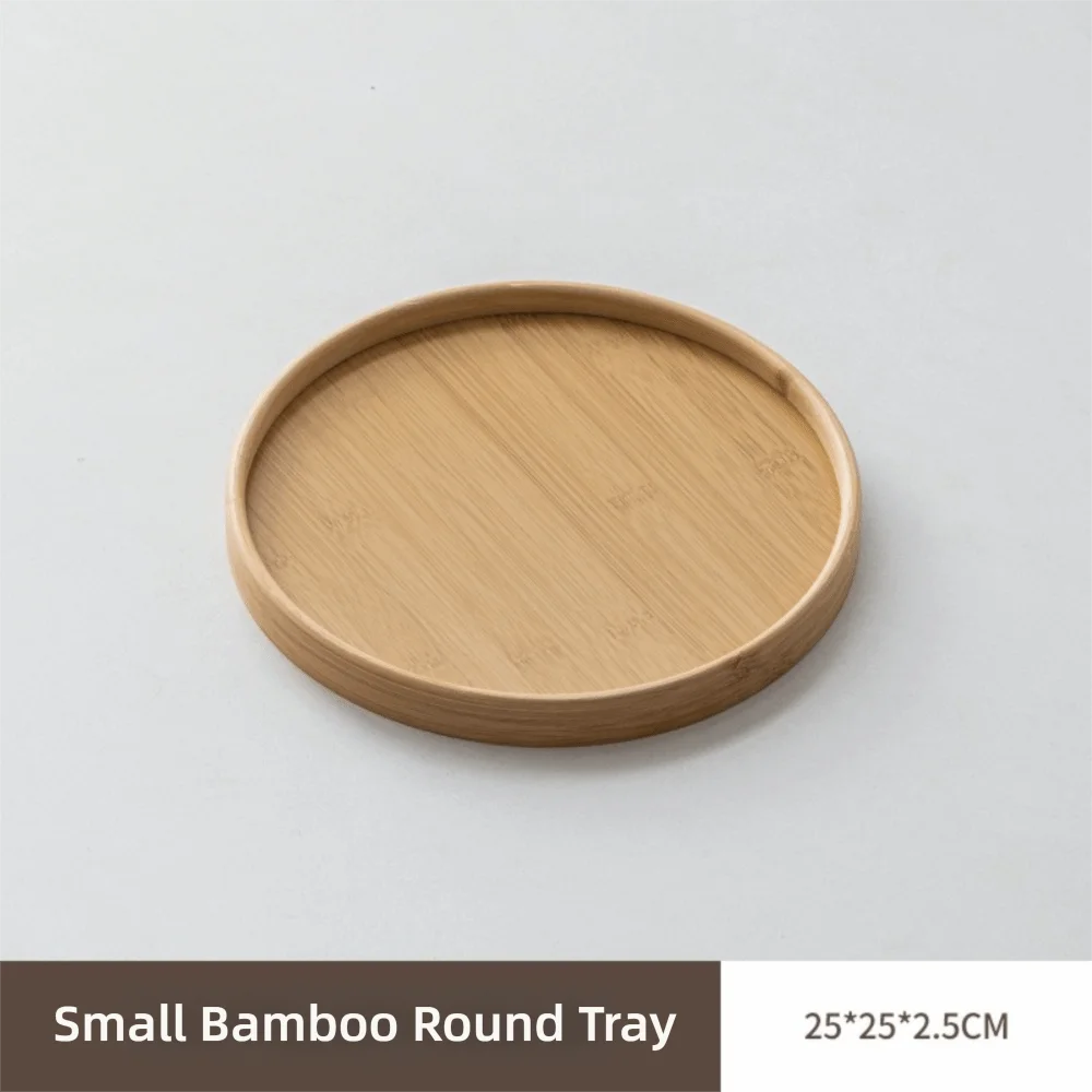 plateau ronde bambou moderne minimaliste naturel 25cm 30cm 35cm 40cm desserts thé