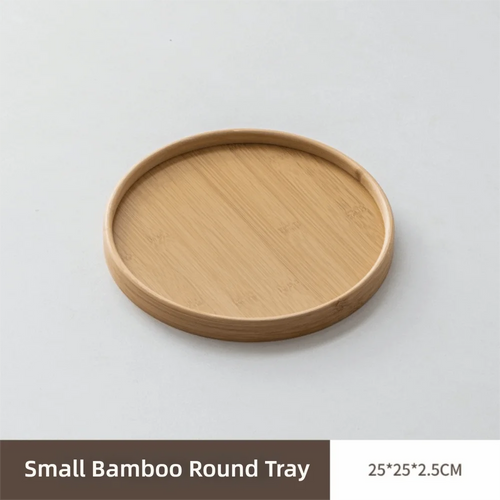 plateau ronde bambou moderne minimaliste naturel 25cm 30cm 35cm 40cm desserts thé