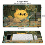 tapis jeu illustration chat cartes texturé zones jeu vert beige bleu clair art détaillé