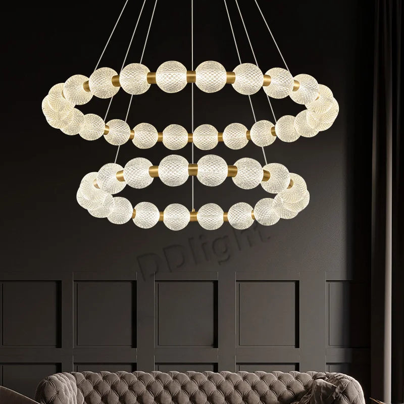 Suspension lumineuse moderne translucides blanc doré salon chambrehôtel