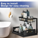 rangements étagères sous évier blancs grille métallique pull out storage moderne pratique fixations murales