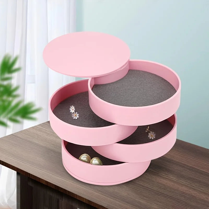 boîte bijoux rotative moderne blanc rose noir intérieur gris mat bagues bracelets colliers