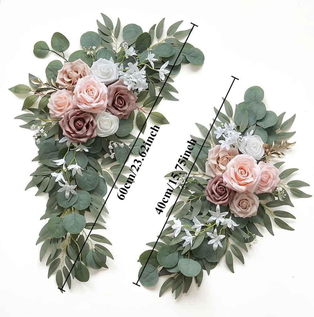 guirlande florale artificielle romantique mariage extérieur decoration maison rose blanc vert