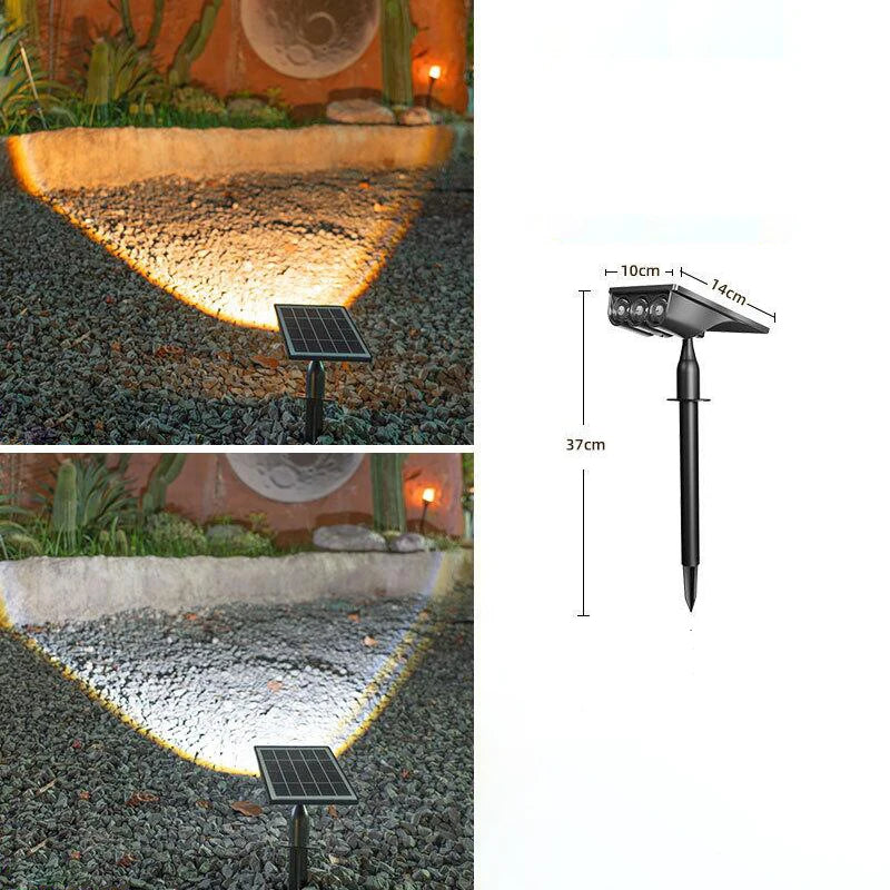 projecteurs solaires énergie solaire lampes modernes noires extérieures autonomes led pied terre