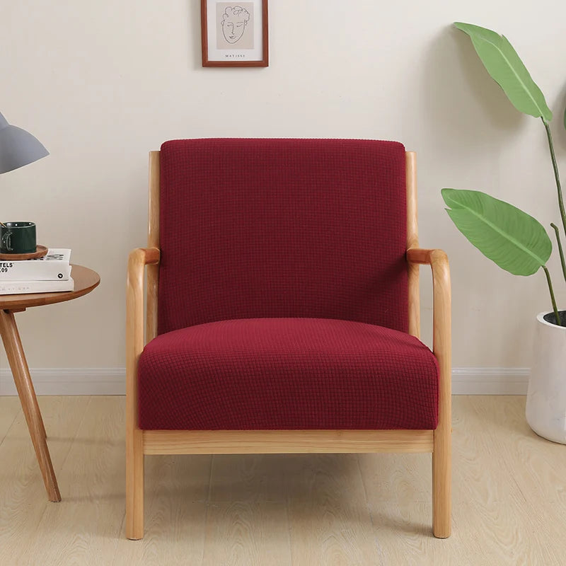 housse fauteuil moderne tissu carreaux beige rouge gris extensible polyester lavable echangetable