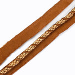 ruban décoratif tissé motifs dorés rouge marron bleu vert violet noir 7mm polyester classique