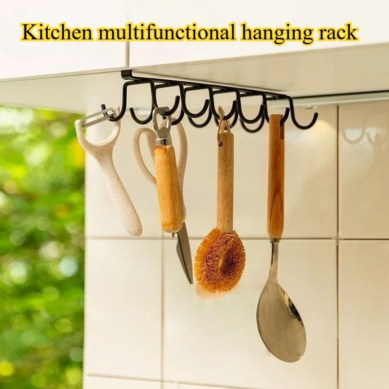 rangements crochet rack noir fixations cuisine vaisselle ustensiles organisation garde robe accessoires mode moderne