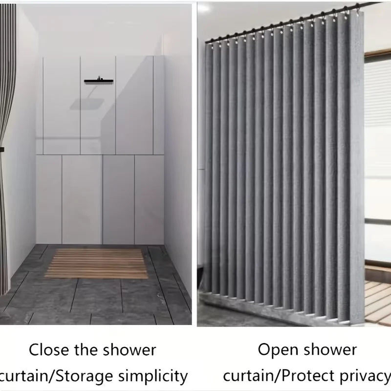 rideau douche gris texturé moderne motif lin ourlet standard respectueux environnement 180x200cm