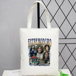 sac main toile imprimé cartoonesque noir blanc moderne minimaliste poignées