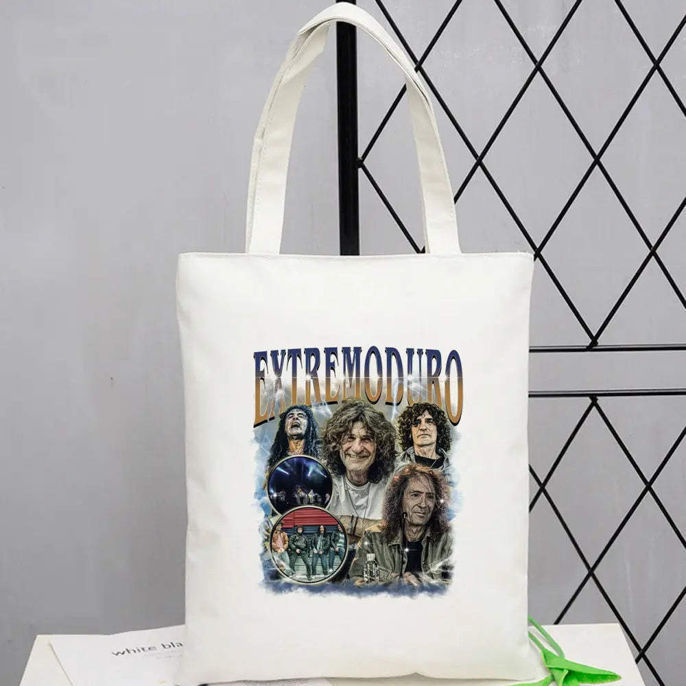 sac main toile imprimé cartoonesque noir blanc moderne minimaliste poignées