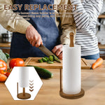 porte rouleau papier cuisine marron clair rustique deux tiges bois base circulaire anti dérapants