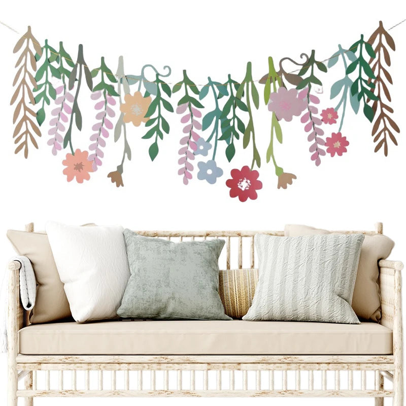 guirlande fleurs papier décoration murale anniversaire mariage saint valentin printemps baptême vintage