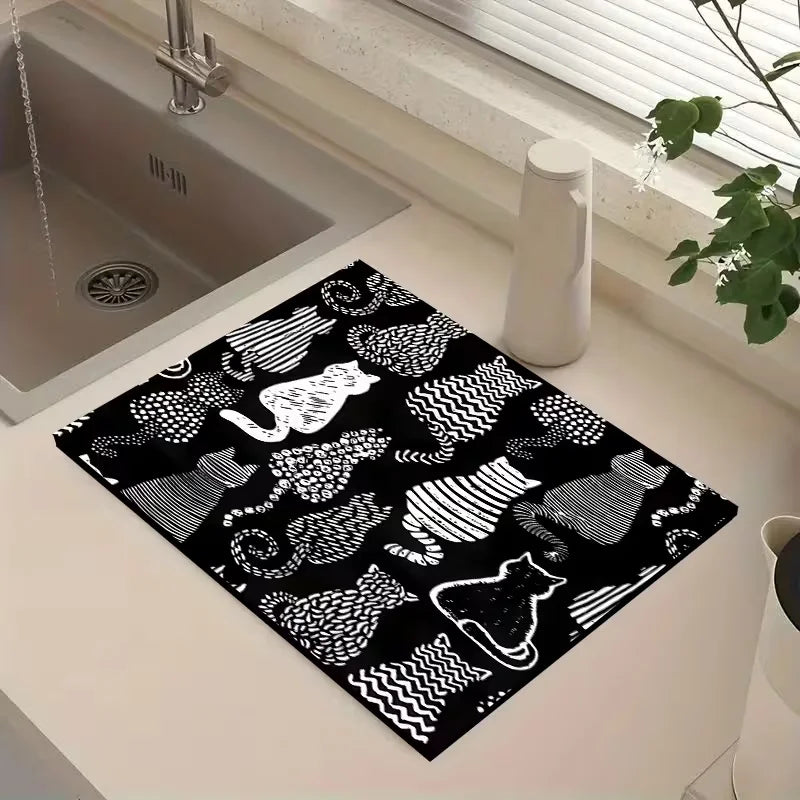 tapis sol moderne chats empreintes motifs géométriques absorbant respectueux environnement 20cm 30cm 30cm 40cm