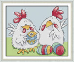 broderie point croix animaux vaches poules dessin fil coton instructions toile imprimée travaux aiguille