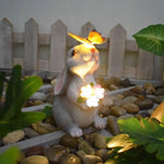 statues decoratives jardin lapin chat papillons lumiere led exterieur impermeable vent pluie