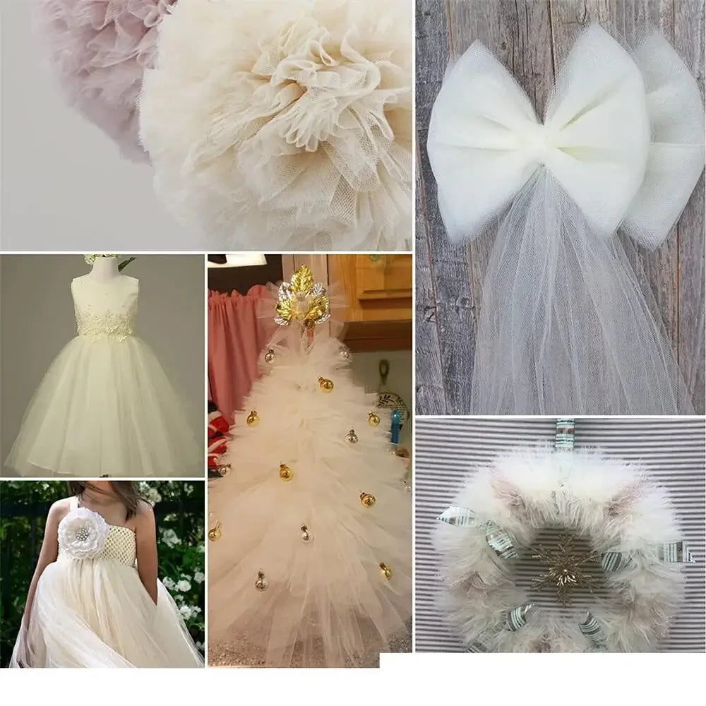 tulle polyester blanc orange rose fin élégant bricolage mariage anniversaire 137cm 3650cm