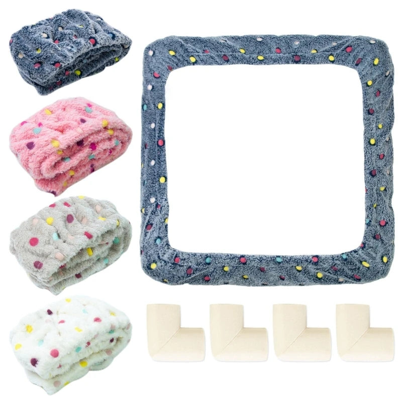 coussins carrés modernes bleu rose gris blanc points colorés 25cm 40cm doux arrondis