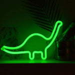 lampe néon dinosaure vert moderne décoration vacances chambre adulte enfants led festive