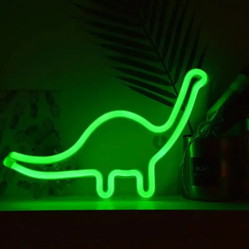lampe néon dinosaure vert moderne décoration vacances chambre adulte enfants led festive