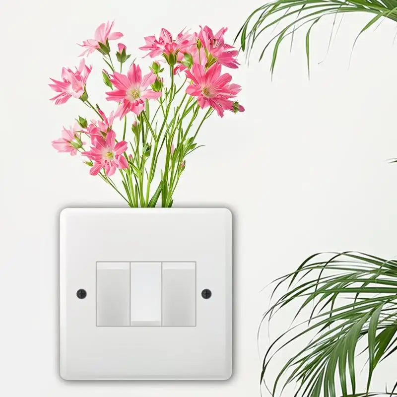 interrupteur mural adhésif fleurs artificielles moderne décoration murale blanc floral auto amovible imperméable