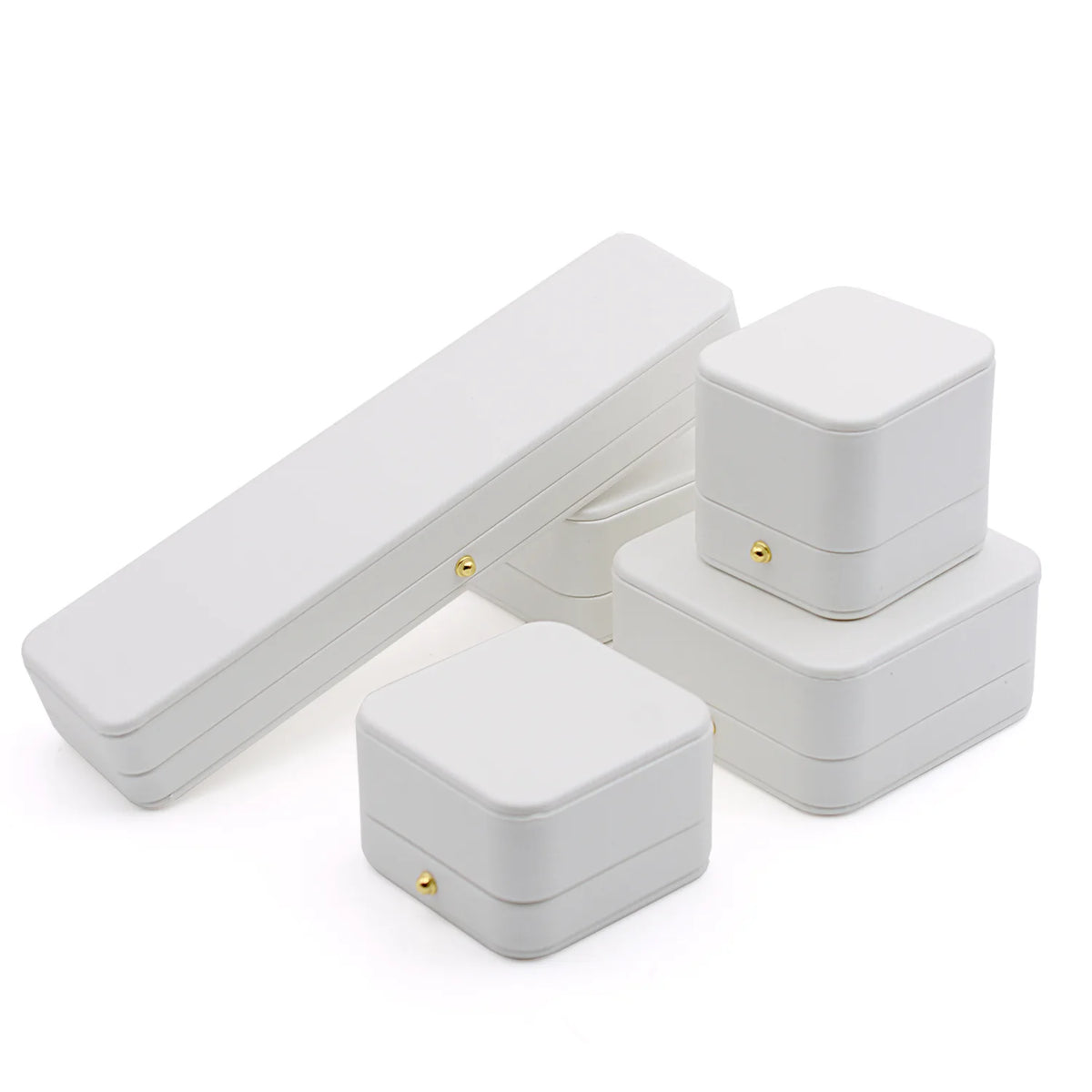 boîtes bijoux cuir blanc classique boutons dorés coffret cadeau emballage bijoux opacité matériauintérieur autres