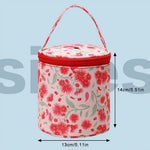 Sac rangement laine moderne noir rouge fleurs poignée amovible crochet pelotes mesures pratique
