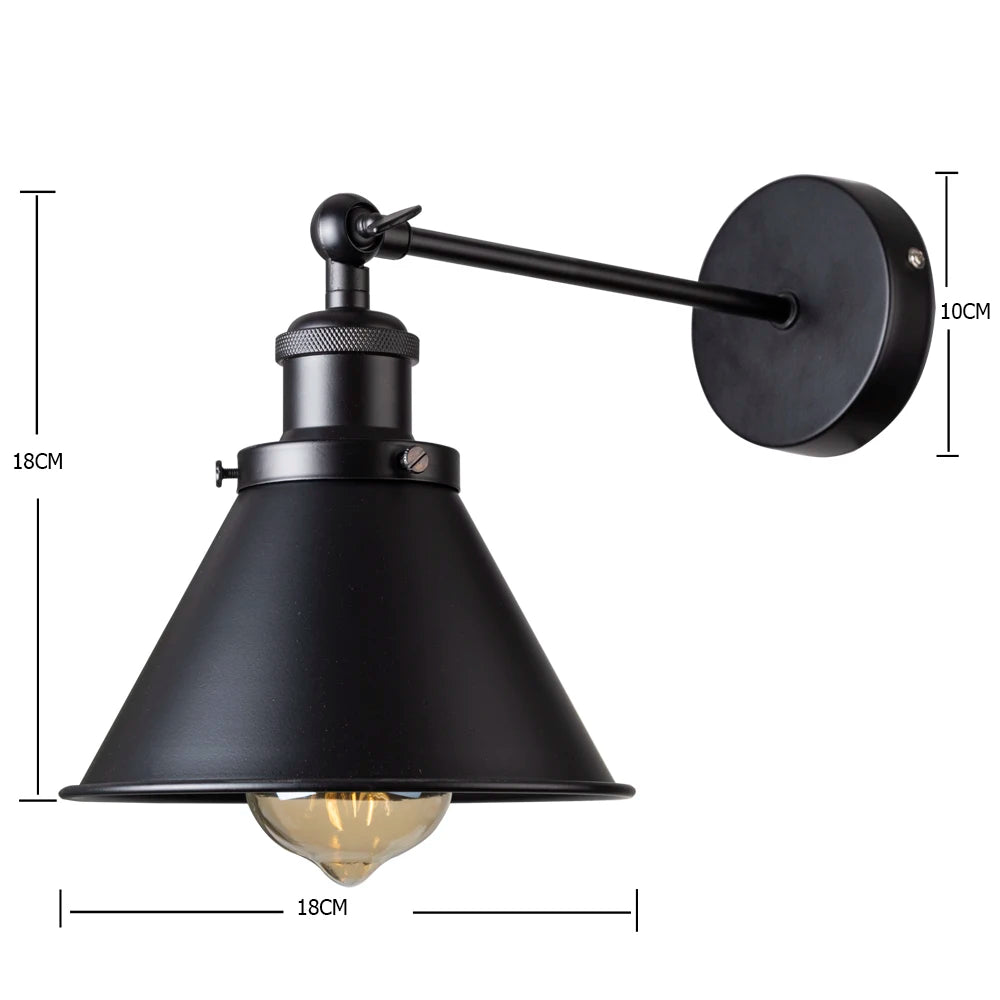 applique murale industrielle vintage éclairage quotidien noir blanc gris marron conique mat éclairage salle